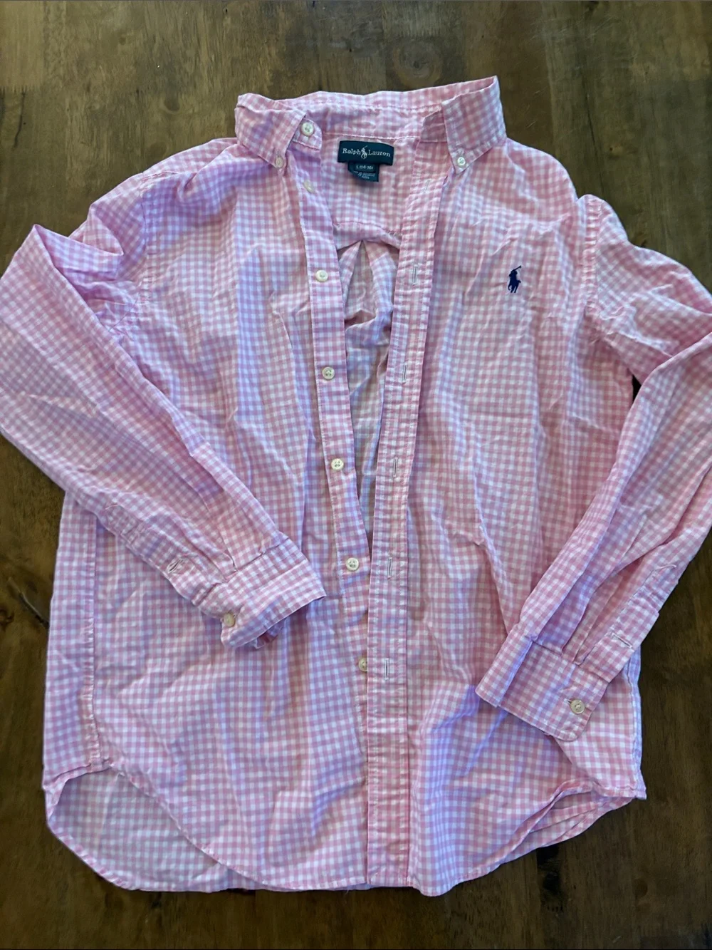 Ralph Lauren Pink and White Gingham Button-Down Shirt